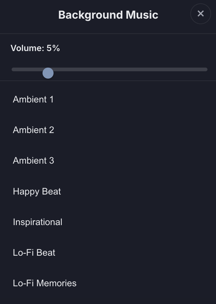 Background music controls preview
